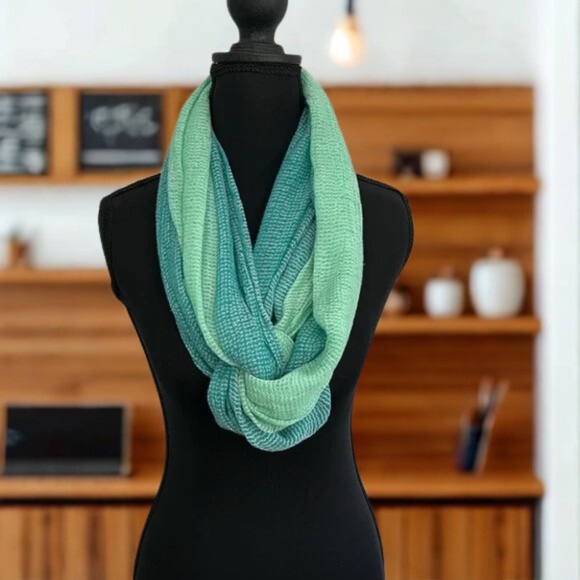Echo Accessories - Echo Light Green  and Teal Cowl Scarf.